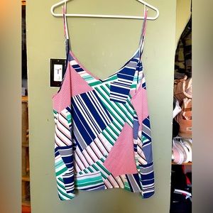 Spaghetti strap abstract tank